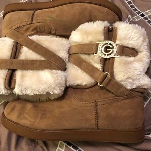 Guess brown boots worn twice with socks